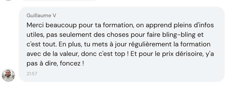 Témoignage de Guillaume V — pour le prix, foncez